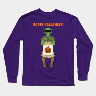 Trick-or-Treating Goblin Happy Halloween Long Sleeve T-Shirt